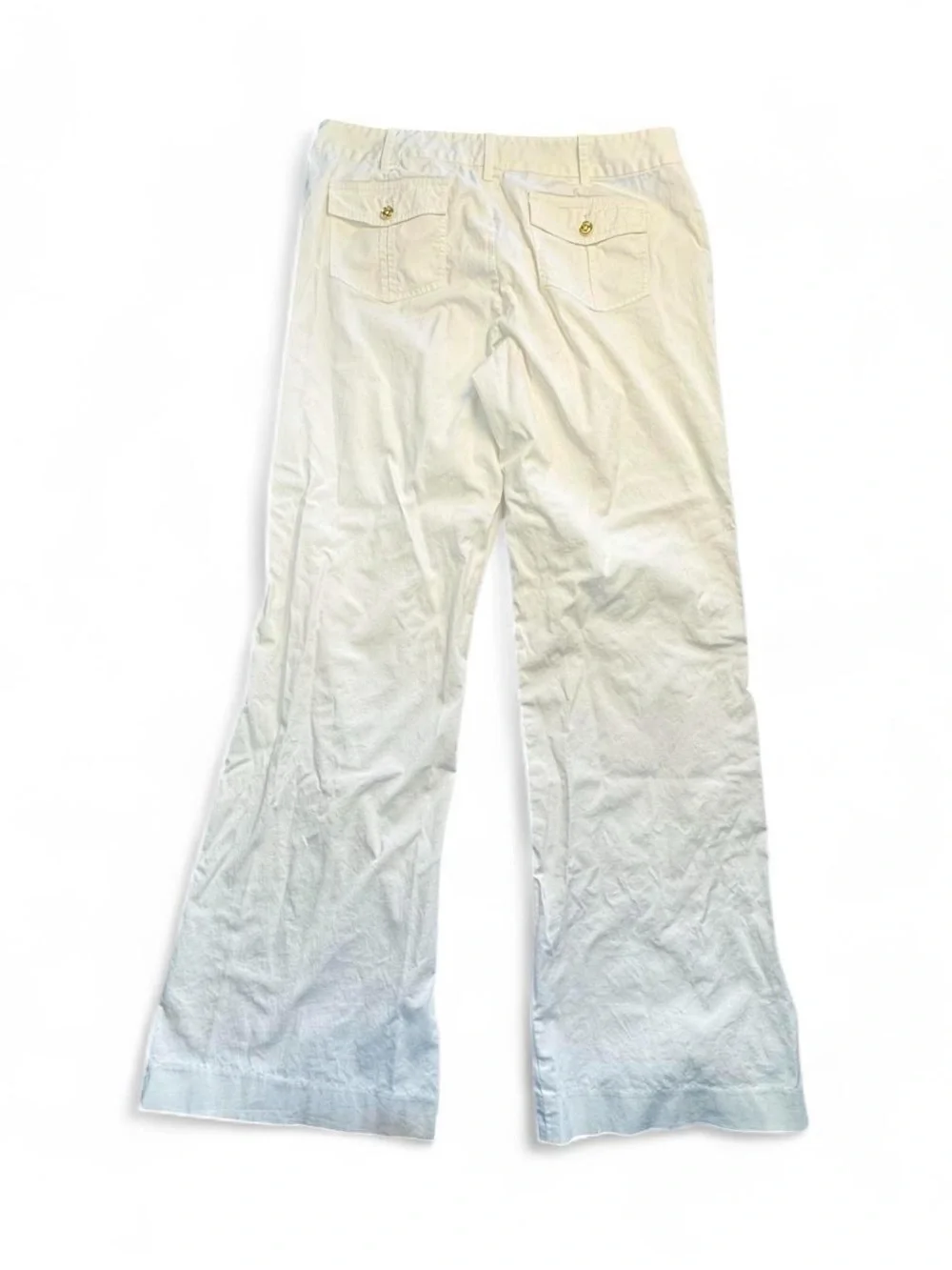 Michael Kors Cream Cotton Blend Flare Pants Women's Size 10 Minimalist Resort